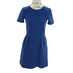 Madewell Blue Striped Fit & Flare Dress Womens Size 2 Short Sleeve Casual